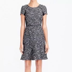 J. Crew Black Tweed Fit Flare Dress Sz 4